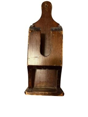 Antique Primitive Wooden Pipe Box Wall Tobacco Storage 18th 19th Century
